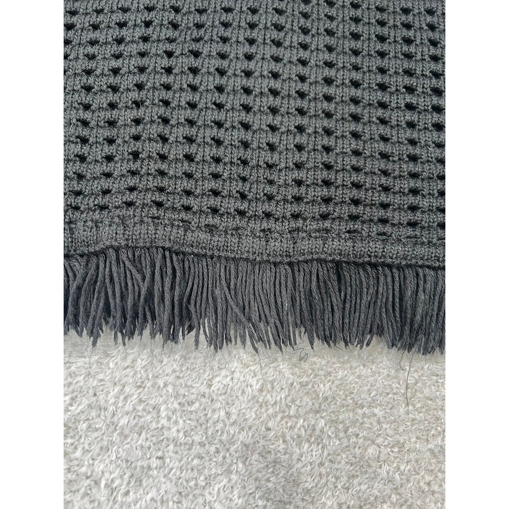 Miou Muse Black Crochet Knit Fringe Hem Tank Top Womens Medium Boho V-Neck Crop - Picture 7 of 7